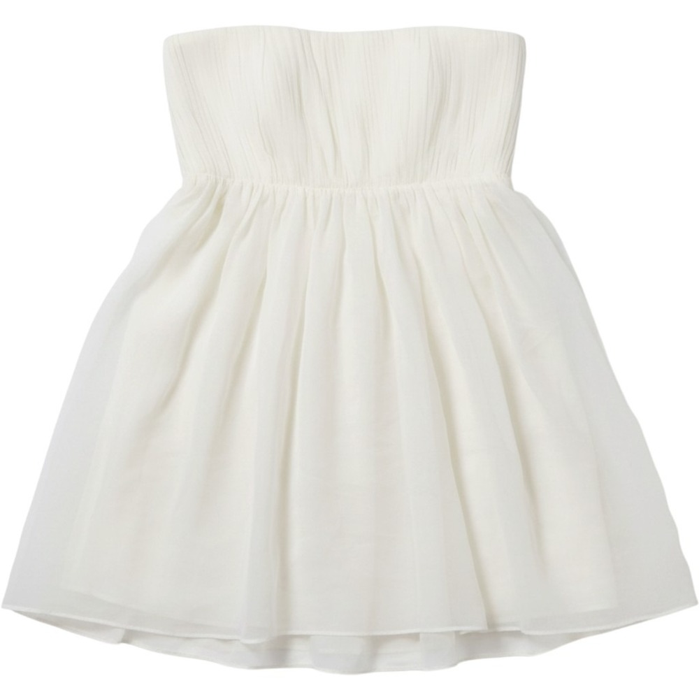 Alice + Olivia Strapless Silk Mini Dress Womens 4 Cream Pleated C110671692